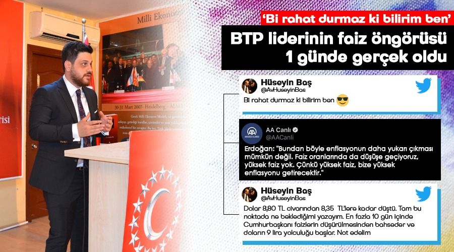 BTP liderinin faiz ngrs 1 gnde gerek oldu