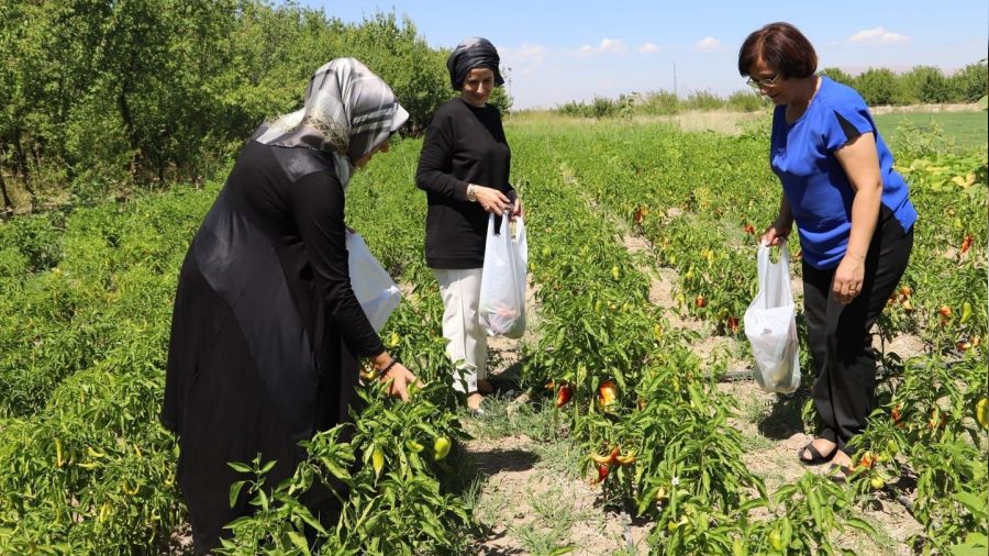 Kadın muhtarlardan üretim yapan kadınlara destek