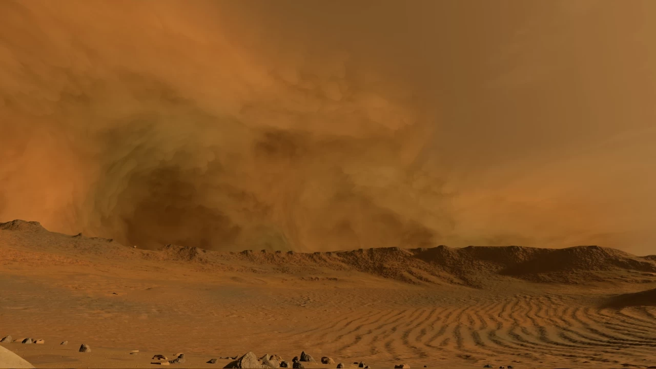 Kum fırtınaları kızıl renkli de olabiliyor