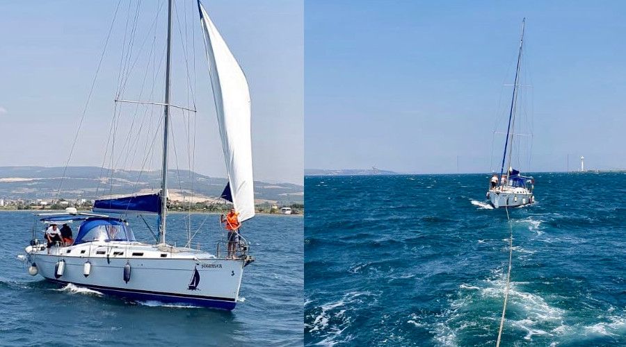 Denizde sürüklenen yelkenli kurtarıldı