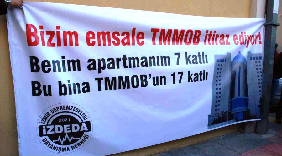 İzmirli depremzedeler TMMOB'yi protesto etti
