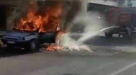 anlurfa'da seyir halindeki otomobil alev topuna dnd