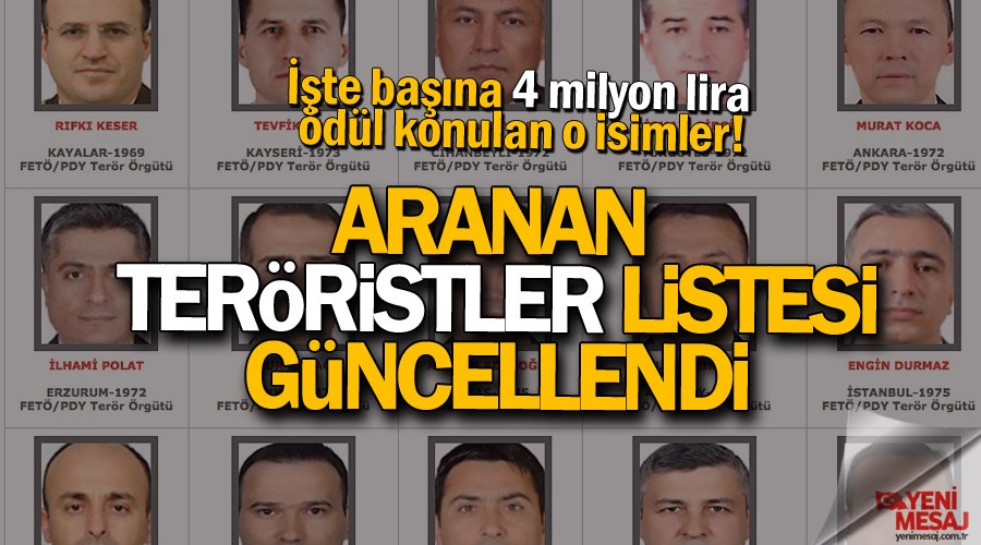 Aranan teröristler listesi güncellendi
