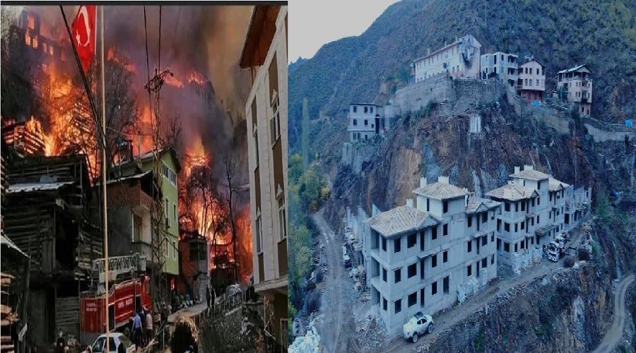 Artvin'de yanan ky yeniden yaplyor