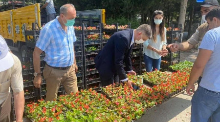Bursa'da mezarlık ziyaretçilerine ücretsiz çiçek