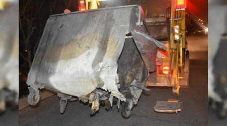 Çöp tenekesi bomba gibi patladı