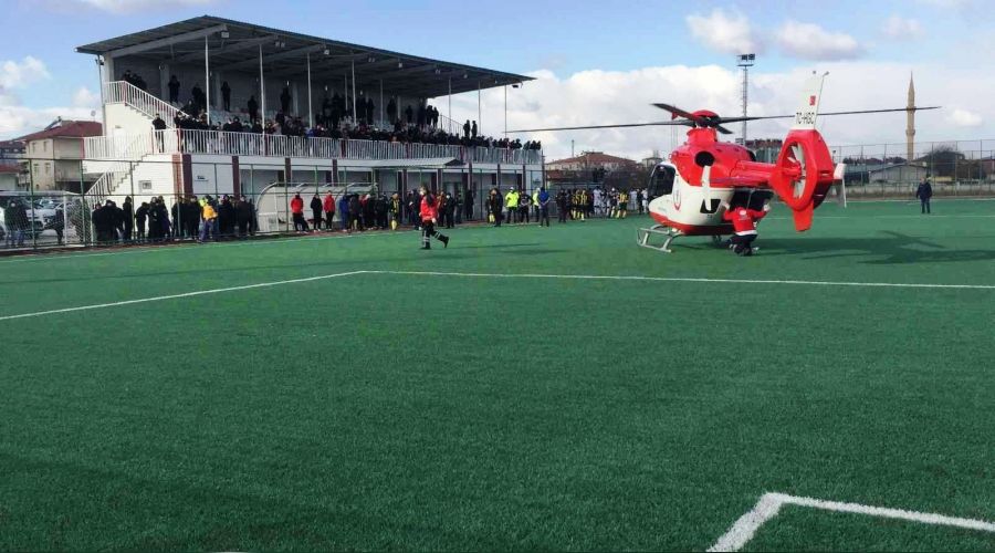 Konya'da ma� s�ras�nda helikopter ambulans sahaya indi