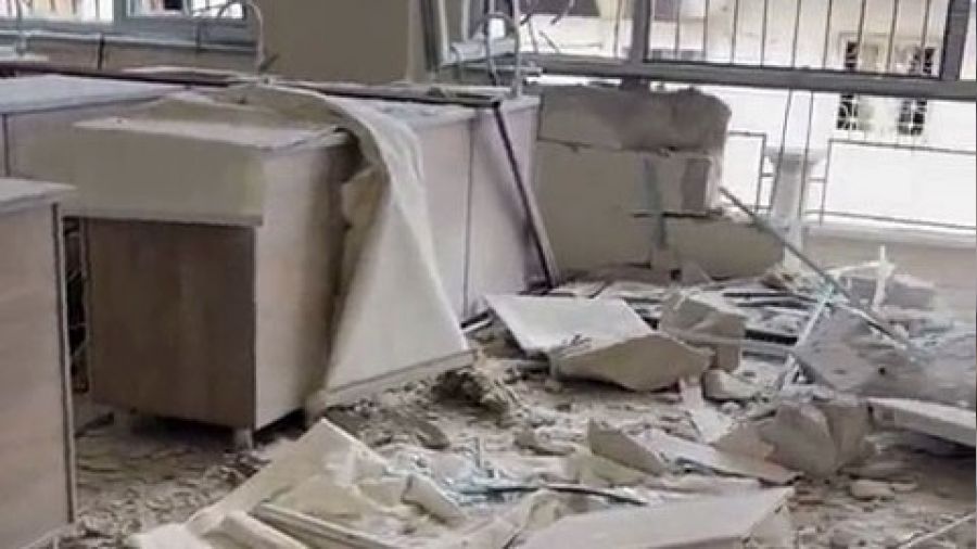 Roketin isabet ettiği okulun içi görüntülendi