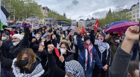 Kln'de, srail'in saldrlar protesto edildi