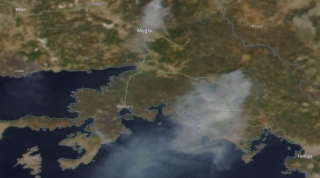 Kyceiz yangnn dumanlar Rodos'a ulat
