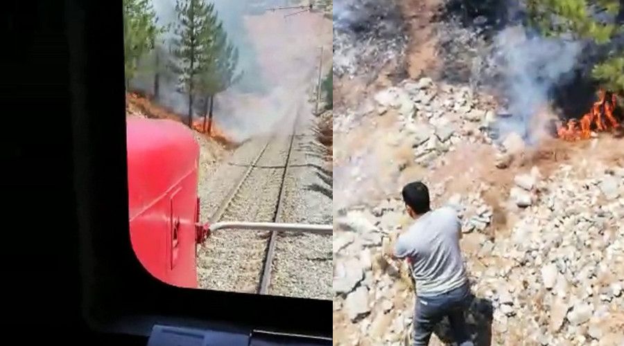 Sivas-Malatya seferini yapan 4 Eyll Treni orman yangnna denk geldi