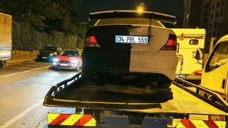 Başakşehir'de gürültü yapan araç trafikten men edildi