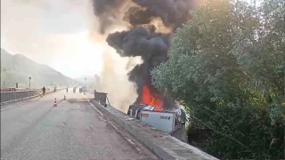 Krkkale'de kprden den tr, 9 saat sonra alev ald