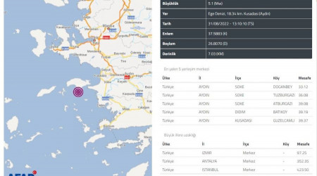Kuşadası Körfezi'nde 15 dakika ara ile iki deprem