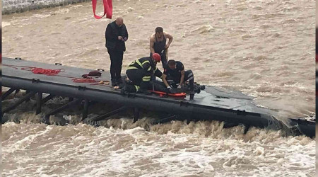 Ordu'da inşaat halindeki köprü çöktü