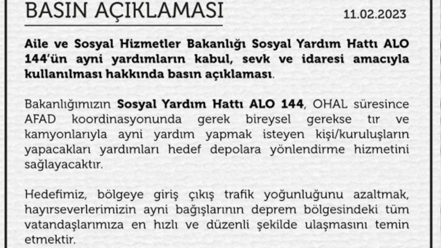 ALO 144, OHAL s�recinde yard�m yapmak isteyenler i�in y�nlendirme hatt� olacak