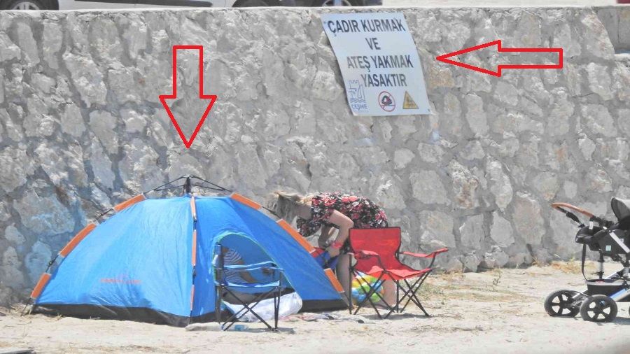 Çeşme'de kamusal alanlarda çadır yasağı
