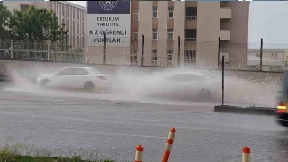 Erzurum'da sağanak yağış hayatı felç etti