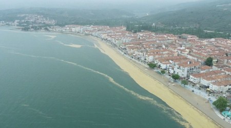 Gemlik Körfezi'ndeki salya istilası havadan görüntülendi
