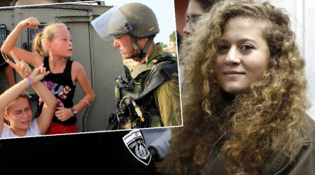 srail askerleri Ramallah'ta "Filistinli cesur kz" Ahid et-Temimi'yi gzaltna ald