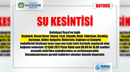 Malatya'da su kesintisi yaşanacak