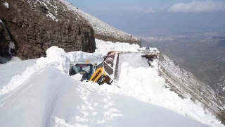 Muş'ta kar kalınlığının 7 metreyi bulduğu yolda çalışma