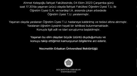 Necmettin Erbakan Üniversitesi’nde profesör vuruldu
