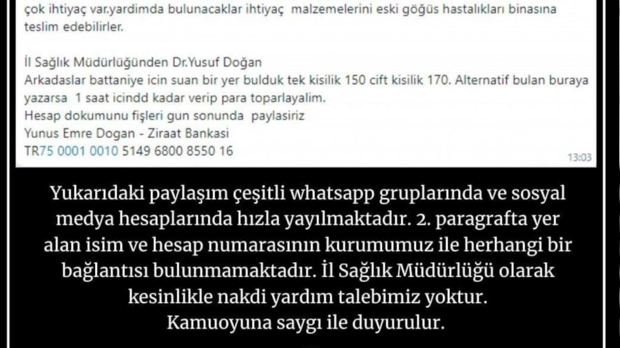 Sahte yard�m "IBAN"lar�na dikkat