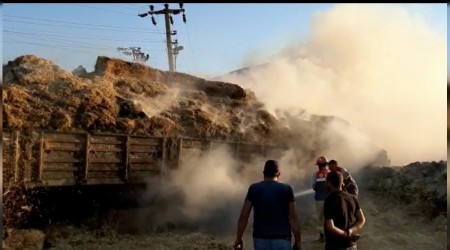Saman yüklü tır alev alev yandı