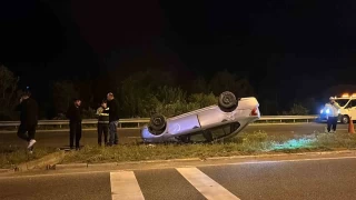 Takla atan otomobilden burnu bile kanamadan kt