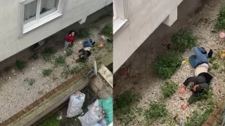 2. kattan düşen kocasının başında bıçakla bekleyen kadın tutuklandı