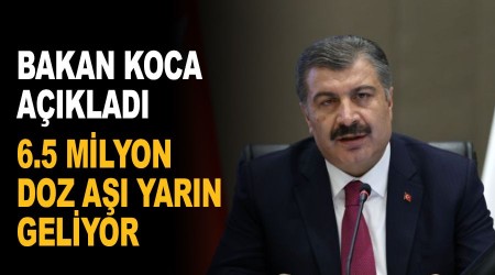 6.5 milyon doz aşı yarın geliyor