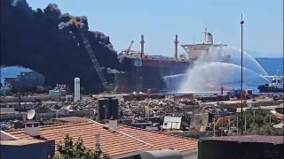 Aliaa'da tanker gemide yangn devam ediyor