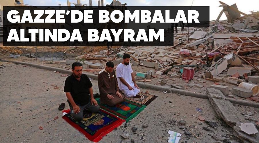 Gazze'de bombalar alt�nda bayram