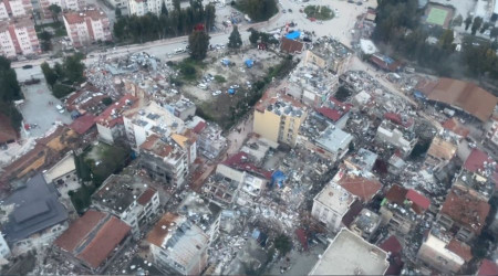 Hatay'daki ykm havadan grntlendi