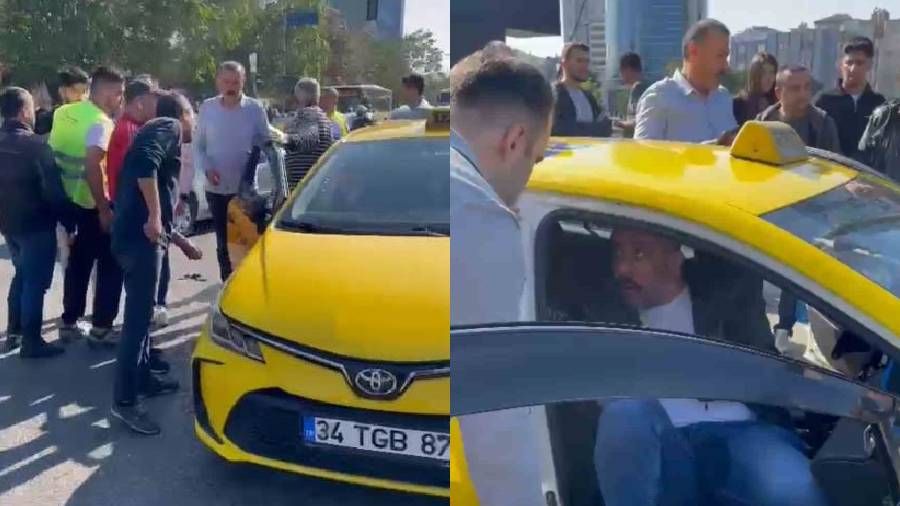 Kadıköy'de taksiyle kaçan taciz şüphelisini vatandaşlar yakalayıp darp etti