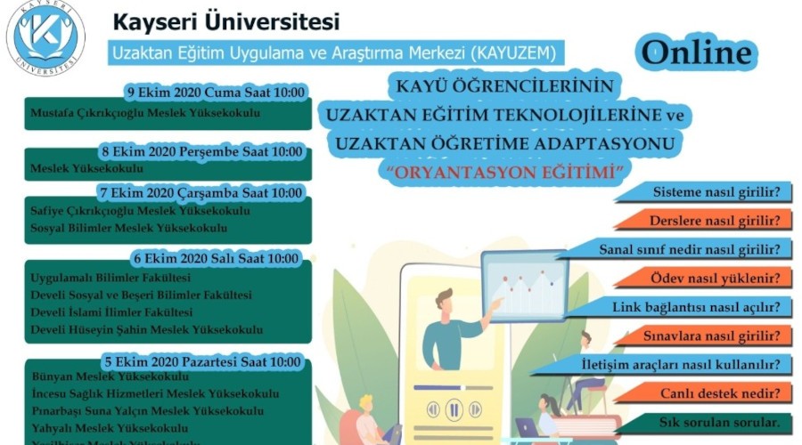 Kayseri Üniversitesi'nden öğrencilere 'uzaktan eğitime oryantasyon' eğitimi