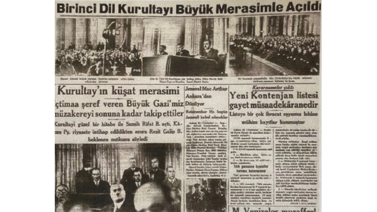 Mustafa Kemal Atatrk Birinci Trk Dil Kurultayn toplad