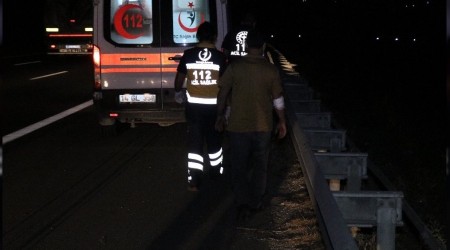 TEM'de kontrolden çıkan minibüs refüje uçtu