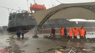 Zonguldak'ta frtnada blnen geminin personeli tahliye edildi