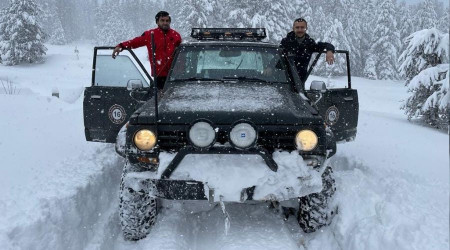 1 metre karda safari yaptılar