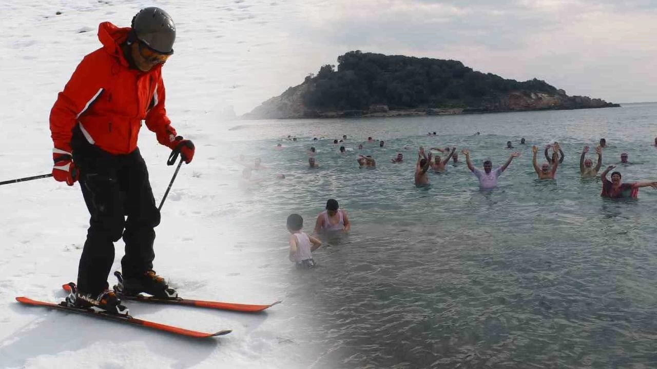 Ayn gn hem deniz hem kayak keyfi yaptlar