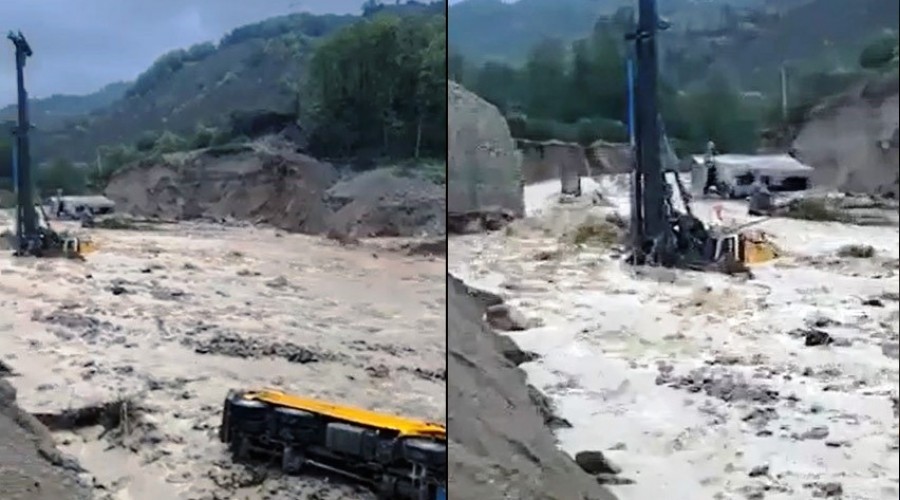 Giresun'da k�pr� in�aat� �antiyesini sel vurdu