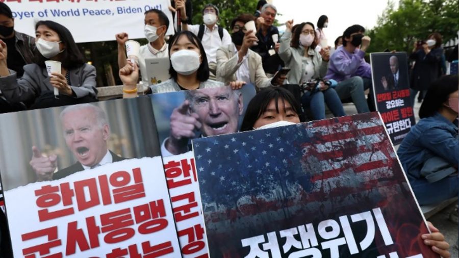 G�ney Kore�de �Joe Biden� protestolar�