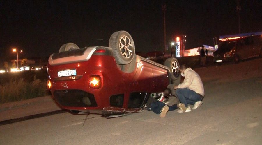 stanbul Havaliman yolunda bir ara takla att