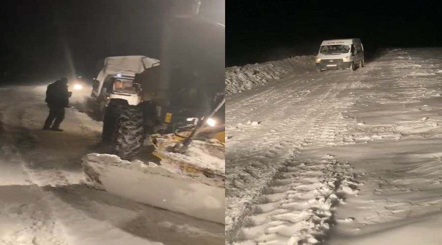 Kars'ta tipi nedeniyle ara�lar mahsur kald�