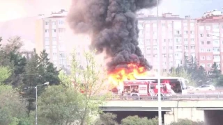 Ümraniye'de yakın noktalarda peş peşe otobüs yangını