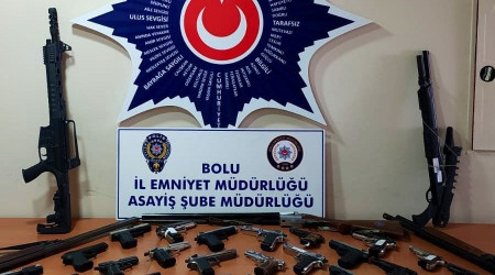 Bolu'da çok sayıda ruhsatsız tabanca ve tüfek ele geçirildi