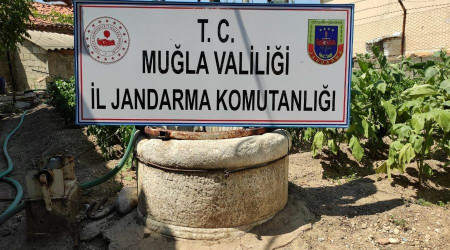 Evin bahçesinde tarihi sütun ele geçirildi