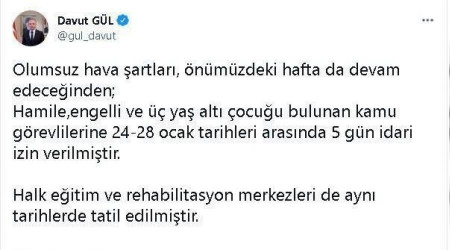 Gaziantep'te kamu görevlilerine 5 gün idari izin